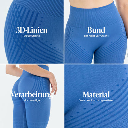 3D-Leggings | Azurblau