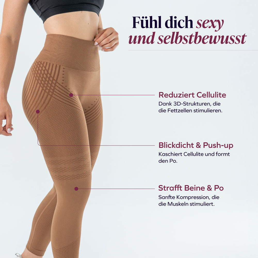 3D-Leggings | Braun