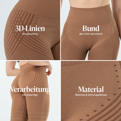 3D-Leggings | Braun