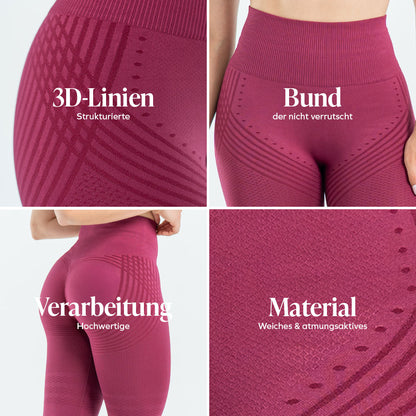 3D-Leggings | Bordeauxrot